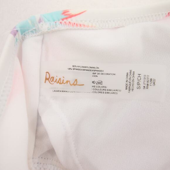 Raisins St. Croix Tankini Top Floral White Pink High Neck Ladder Back Small NWT - Picture 11 of 13